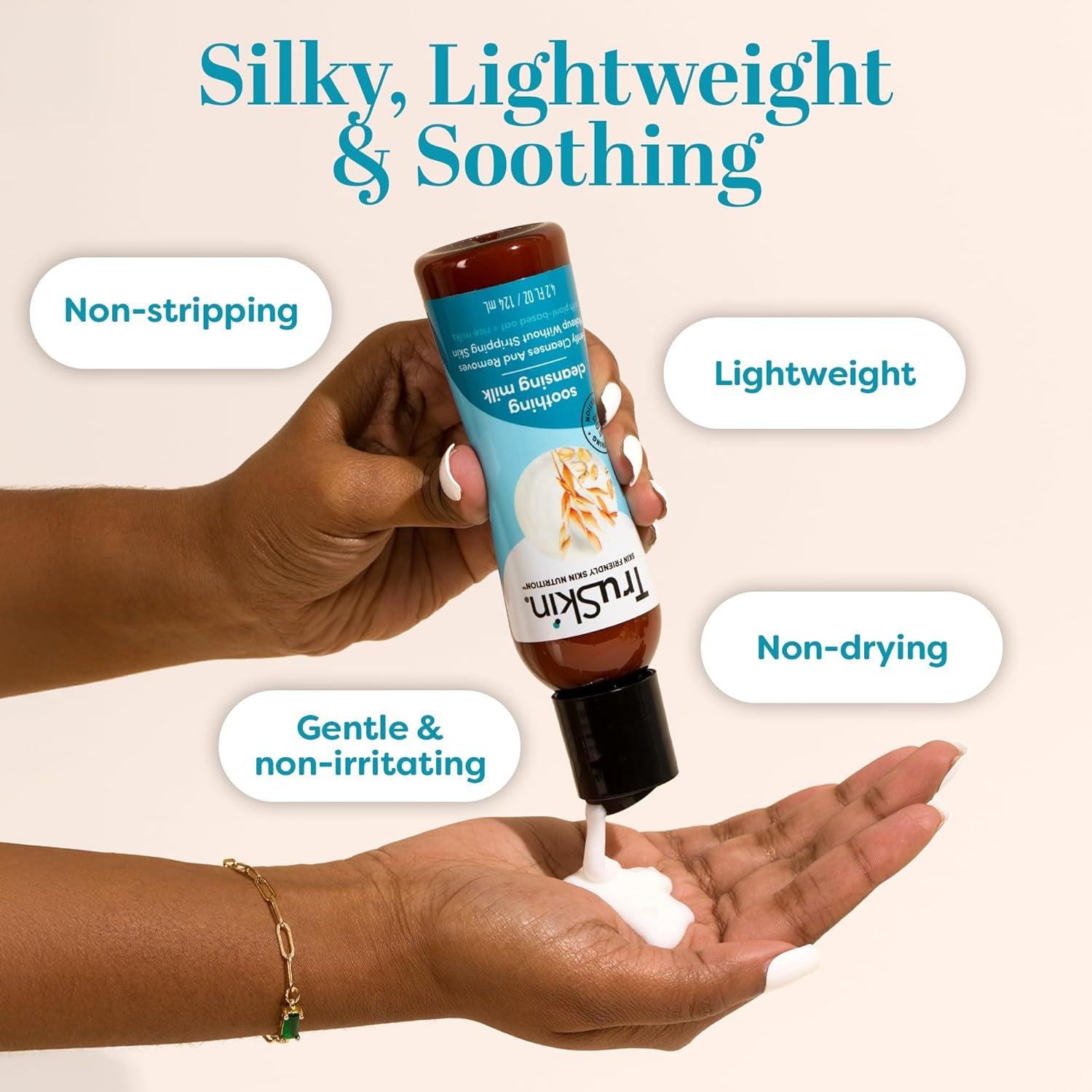 Soothing Cleansing Milk - Gentle Facial Cleanser with Rice & Oat Milk, Hyaluronic Acid - Removes Make-Up without Stripping Sensitive Skin