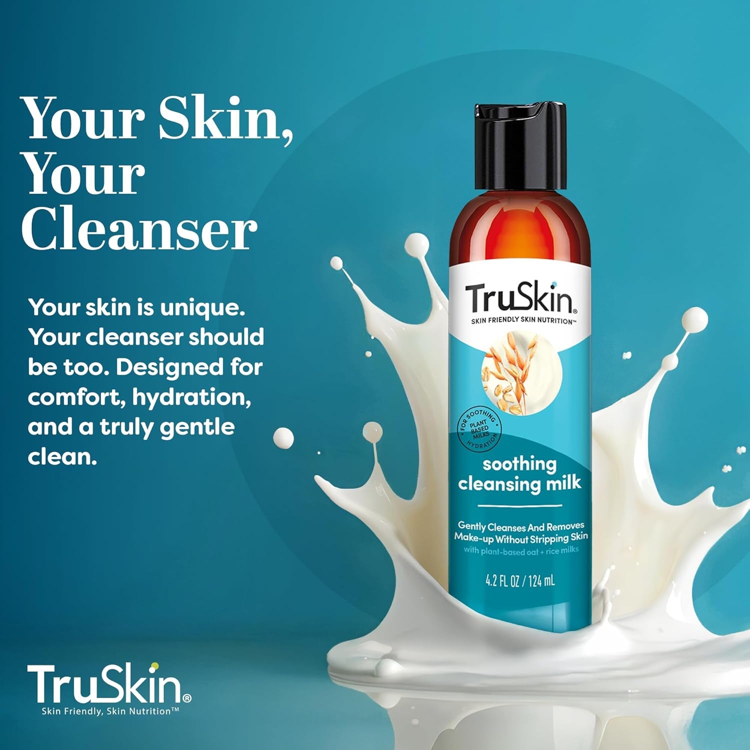 Soothing Cleansing Milk - Gentle Facial Cleanser with Rice & Oat Milk, Hyaluronic Acid - Removes Make-Up without Stripping Sensitive Skin